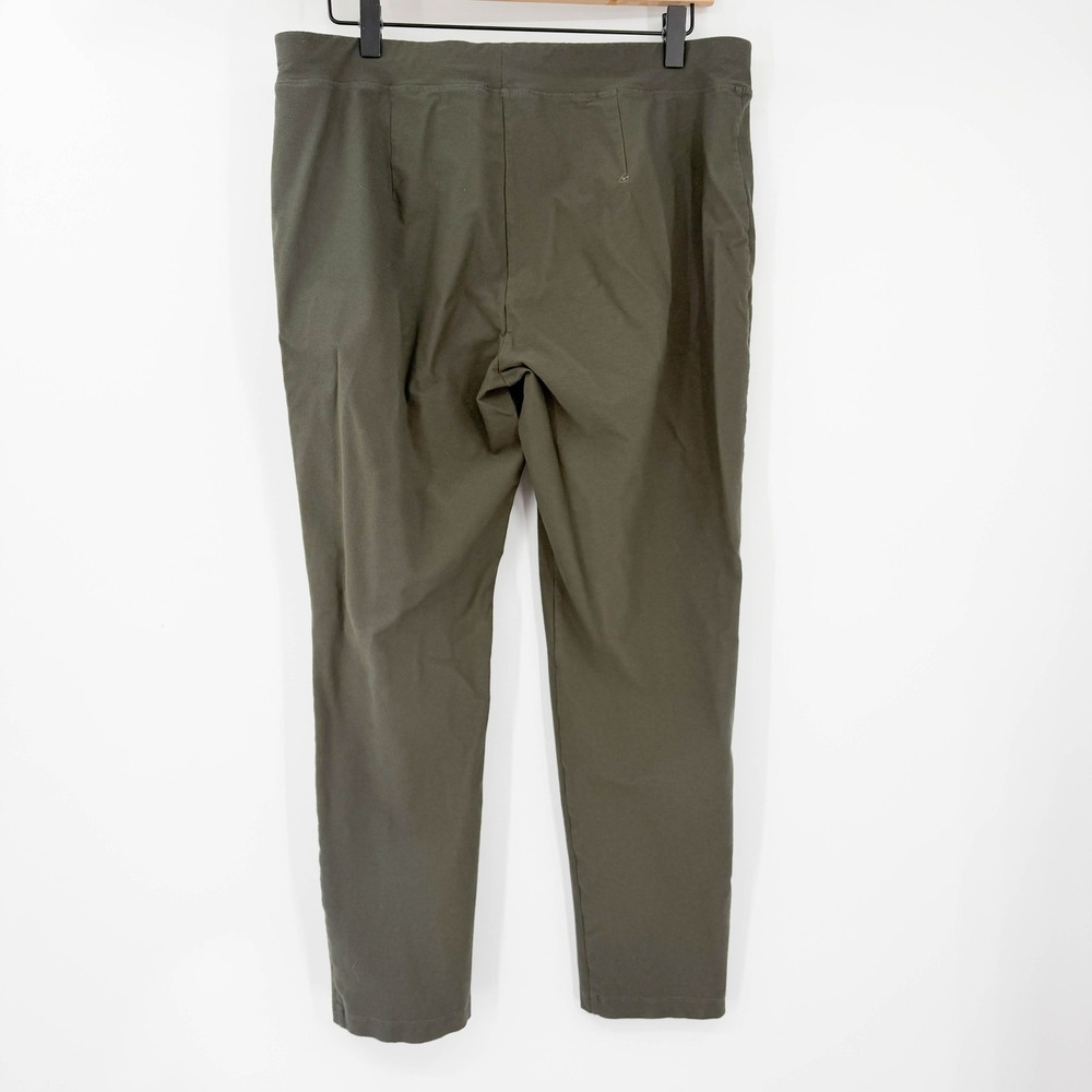Eileen Fisher Olive Green Stretch Jersey Pull On Leggings Pants Size Large - Picture 4 of 6